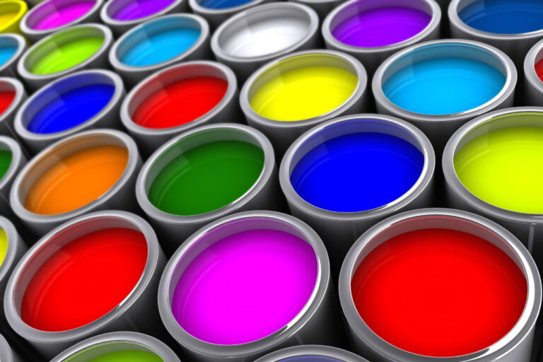 Colorful paint cans