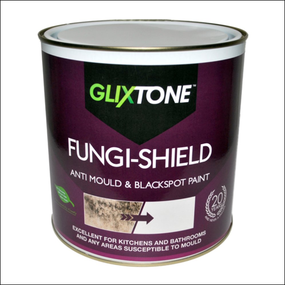Can of Glixtone Fungi-Shield Anti-Mould Paint.